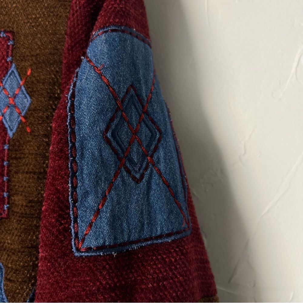 Vintage Koret City Blues Patchwork Chenille Jacket Geometric Boho Artsy Size M - Picture 6 of 8